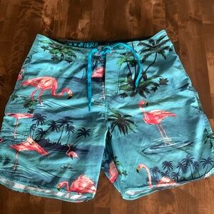 VANS THE ERA STRETCH BLUE FLAMINGO BOARDSHORTS 36 USED ONCE.